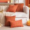 MIULEE Set of 2 Decorative Boho Throw Pillow Covers Linen Striped Jacquard Pattern Cushion Covers for Sofa Couch Living Room Bedroom 18×18 Inch Red(Rust)