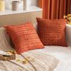 MIULEE Set of 2 Decorative Boho Throw Pillow Covers Linen Striped Jacquard Pattern Cushion Covers for Sofa Couch Living Room Bedroom 18×18 Inch Red(Rust)