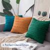 MIULEE Set of 2 Decorative Boho Throw Pillow Covers Linen Striped Jacquard Pattern Cushion Covers for Sofa Couch Living Room Bedroom 18×18 Inch Red(Teal)