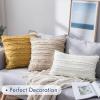 MIULEE Set of 2 Decorative Boho Throw Pillow Covers Linen Striped Jacquard Pattern Cushion Covers for Sofa Couch Living Room Bedroom 18×18 Inch Red(Yellow)