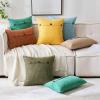 MIULEE Set of 2 Decorative Linen Throw Pillow Covers Cushion Case Triple Button Vintage Farmhouse Pillowcase for Couch Sofa Bed 12 x 20 Inch 30 x 50 cm Beige(Dark Green)