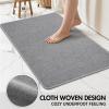 MIULEE Set of 2 Ultra Thin Bathroom Rugs, Rubber Bath Mats for Bathroom Non Slip, Quick Dry Absorbent Bath Rug Machine Washable, Fit Under Door, Shower, Sink, Home Decor, Grey, 17″x27″+20″x32″(Grey)
