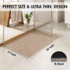 MIULEE Set of 2 Ultra Thin Bathroom Rugs, Rubber Bath Mats for Bathroom Non Slip, Quick Dry Absorbent Bath Rug Machine Washable, Fit Under Door, Shower, Sink, Home Decor, Grey, 17″x27″+20″x32″(Beige)