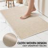 MIULEE Set of 2 Ultra Thin Bathroom Rugs, Rubber Bath Mats for Bathroom Non Slip, Quick Dry Absorbent Bath Rug Machine Washable, Fit Under Door, Shower, Sink, Home Decor, Grey, 17″x27″+20″x32″(Light Beige)