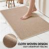 MIULEE Set of 2 Ultra Thin Bathroom Rugs, Rubber Bath Mats for Bathroom Non Slip, Quick Dry Absorbent Bath Rug Machine Washable, Fit Under Door, Shower, Sink, Home Decor, Grey, 17″x27″+20″x32″(Beige)