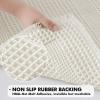 MIULEE Set of 2 Waffle Bathroom Rugs, Boho Bath Rug Super Absorbent, Non Slip Washable Ultra Soft Rubber Backed Shower Bath Mats for Floor, Tub, Shower, Looped Design, Terracotta, 18×30 Inch(White)