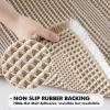 MIULEE Set of 2 Waffle Bathroom Rugs, Boho Bath Rug Super Absorbent, Non Slip Washable Ultra Soft Rubber Backed Shower Bath Mats for Floor, Tub, Shower, Looped Design, Terracotta, 18×30 Inch(Brown & White)