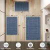 MIULEE Set of 2 Waffle Bathroom Rugs, Boho Bath Rugs Non Slip Washable, Super Absorbent Bath Mats, Ultra Soft Rubber Backed Shower Mats for Bathroom Floor, Tub and Shower, Chocolate, 18×30 Inch(Blue)