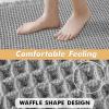 MIULEE Set of 2 Waffle Bathroom Rugs, Boho Bath Rugs Non Slip Washable, Super Absorbent Bath Mats, Ultra Soft Rubber Backed Shower Mats for Bathroom Floor, Tub and Shower, Chocolate, 18×30 Inch(Light Grey)