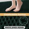 MIULEE Set of 2 Waffle Bathroom Rugs, Boho Bath Rugs Non Slip Washable, Super Absorbent Bath Mats, Ultra Soft Rubber Backed Shower Mats for Bathroom Floor, Tub and Shower, Chocolate, 18×30 Inch(Dark Green)