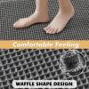 MIULEE Set of 2 Waffle Bathroom Rugs, Boho Bath Rugs Non Slip Washable, Super Absorbent Bath Mats, Ultra Soft Rubber Backed Shower Mats for Bathroom Floor, Tub and Shower, Chocolate, 18×30 Inch(Dark Grey)