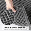 MIULEE Set of 2 Waffle Bathroom Rugs, Boho Bath Rugs Non Slip Washable, Super Absorbent Bath Mats, Ultra Soft Rubber Backed Shower Mats for Bathroom Floor, Tub and Shower, Chocolate, 18×30 Inch(Dark Grey)