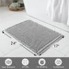 MIULEE Set of 2 Waffle Bathroom Rugs, Boho Bath Rugs Non Slip Washable, Super Absorbent Bath Mats, Ultra Soft Rubber Backed Shower Mats for Bathroom Floor, Tub and Shower, Chocolate, 18×30 Inch(Light Grey)