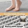 MIULEE Set of 2 Waffle Bathroom Rugs, Boho Bath Rugs Non Slip Washable, Super Absorbent Bath Mats, Ultra Soft Rubber Backed Shower Mats for Bathroom Floor, Tub and Shower, Chocolate, 18×30 Inch(Lightgrey & Cream)