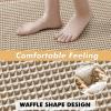 MIULEE Set of 2 Waffle Bathroom Rugs, Boho Bath Rugs Non Slip Washable, Super Absorbent Bath Mats, Ultra Soft Rubber Backed Shower Mats for Bathroom Floor, Tub and Shower, Chocolate, 18×30 Inch(Brown & White)