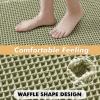 MIULEE Set of 2 Waffle Bathroom Rugs, Boho Bath Rugs Non Slip Washable, Super Absorbent Bath Mats, Ultra Soft Rubber Backed Shower Mats for Bathroom Floor, Tub and Shower, Chocolate, 18×30 Inch(Sage Green)