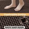 MIULEE Set of 2 Waffle Bathroom Rugs, Boho Bath Rugs Non Slip Washable, Super Absorbent Bath Mats, Ultra Soft Rubber Backed Shower Mats for Bathroom Floor, Tub and Shower, Chocolate, 18×30 Inch(Chocolate)