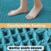 MIULEE Set of 2 Waffle Bathroom Rugs, Boho Bath Rugs Non Slip Washable, Super Absorbent Bath Mats, Ultra Soft Rubber Backed Shower Mats for Bathroom Floor, Tub and Shower, Chocolate, 18×30 Inch(Teal)
