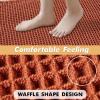 MIULEE Set of 2 Waffle Bathroom Rugs, Boho Bath Rugs Non Slip Washable, Super Absorbent Bath Mats, Ultra Soft Rubber Backed Shower Mats for Bathroom Floor, Tub and Shower, Chocolate, 18×30 Inch(Orange)