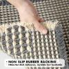 MIULEE Set of 2 Waffle Bathroom Rugs, Boho Bath Rugs Non Slip Washable, Super Absorbent Bath Mats, Ultra Soft Rubber Backed Shower Mats for Bathroom Floor, Tub and Shower, Chocolate, 18×30 Inch(Dark Grey & Yellow)