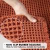 MIULEE Set of 2 Waffle Bathroom Rugs, Boho Bath Rugs Non Slip Washable, Super Absorbent Bath Mats, Ultra Soft Rubber Backed Shower Mats for Bathroom Floor, Tub and Shower, Chocolate, 18×30 Inch(Orange)