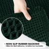 MIULEE Set of 2 Waffle Bathroom Rugs, Boho Bath Rugs Non Slip Washable, Super Absorbent Bath Mats, Ultra Soft Rubber Backed Shower Mats for Bathroom Floor, Tub and Shower, Chocolate, 18×30 Inch(Dark Green)