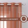 MIULEE Solid Color Sheer Curtains 63 Inches Long 2 Panels Set – Elegant Lightweight Grommet Light Filtering Window Voile Panels/Drapes/Treatment for Bedroom Living Room W42 x L63 Inch, Beige(Burnt Orange)