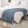 MIULEE Tan Taupe Knitted Throw Blanket for Couch Boho Textured Cozy Woven Blanket with Tassels for Sofa Chair Bed Living Room Farmhouse Home Decor Acrylic Wave Pattern 50″x60″(Dusty Blue)