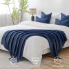 MIULEE Tan Taupe Knitted Throw Blanket for Couch Boho Textured Cozy Woven Blanket with Tassels for Sofa Chair Bed Living Room Farmhouse Home Decor Acrylic Wave Pattern 50″x60″(Navy Blue)