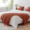 MIULEE Tan Taupe Knitted Throw Blanket for Couch Boho Textured Cozy Woven Blanket with Tassels for Sofa Chair Bed Living Room Farmhouse Home Decor Acrylic Wave Pattern 50″x60″(Rust)