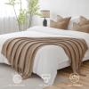 MIULEE Tan Taupe Knitted Throw Blanket for Couch Boho Textured Cozy Woven Blanket with Tassels for Sofa Chair Bed Living Room Farmhouse Home Decor Acrylic Wave Pattern 50″x60″(Tan Taupe)