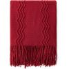 MIULEE Tan Taupe Knitted Throw Blanket for Couch Boho Textured Cozy Woven Blanket with Tassels for Sofa Chair Bed Living Room Farmhouse Home Decor Acrylic Wave Pattern 50″x60″(Burgundy)
