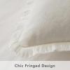 MIULEE Throw Pillow Covers Fall Boho Farmhouse 26×26 Set of 2 Decorative Orange Eruo Sham Couch with Fringe Chic Cotton Pillowcases Home Decor Accents for Cushion Soft Bed Living Room(Cream White)