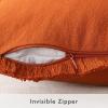 MIULEE Throw Pillow Covers Fall Boho Farmhouse 26×26 Set of 2 Decorative Orange Eruo Sham Couch with Fringe Chic Cotton Pillowcases Home Decor Accents for Cushion Soft Bed Living Room(Orange)