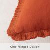 MIULEE Throw Pillow Covers Fall Boho Farmhouse 26×26 Set of 2 Decorative Orange Eruo Sham Couch with Fringe Chic Cotton Pillowcases Home Decor Accents for Cushion Soft Bed Living Room(Rust)