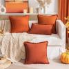 MIULEE Throw Pillow Covers Fall Boho Farmhouse 26×26 Set of 2 Decorative Orange Eruo Sham Couch with Fringe Chic Cotton Pillowcases Home Decor Accents for Cushion Soft Bed Living Room(Orange)