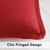 MIULEE Throw Pillow Covers Fall Boho Farmhouse 26×26 Set of 2 Decorative Orange Eruo Sham Couch with Fringe Chic Cotton Pillowcases Home Decor Accents for Cushion Soft Bed Living Room(Christmas Red)