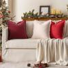 MIULEE Throw Pillow Covers Fall Boho Farmhouse 26×26 Set of 2 Decorative Orange Eruo Sham Couch with Fringe Chic Cotton Pillowcases Home Decor Accents for Cushion Soft Bed Living Room(Burgundy Red)