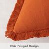 MIULEE Throw Pillow Covers Fall Boho Farmhouse 26×26 Set of 2 Decorative Orange Eruo Sham Couch with Fringe Chic Cotton Pillowcases Home Decor Accents for Cushion Soft Bed Living Room(Orange)