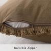 MIULEE Throw Pillow Covers Fall Boho Farmhouse 26×26 Set of 2 Decorative Orange Eruo Sham Couch with Fringe Chic Cotton Pillowcases Home Decor Accents for Cushion Soft Bed Living Room(Brown)