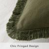 MIULEE Throw Pillow Covers Fall Boho Farmhouse 26×26 Set of 2 Decorative Orange Eruo Sham Couch with Fringe Chic Cotton Pillowcases Home Decor Accents for Cushion Soft Bed Living Room(Olive Green)