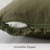 MIULEE Throw Pillow Covers Fall Boho Farmhouse 26×26 Set of 2 Decorative Orange Eruo Sham Couch with Fringe Chic Cotton Pillowcases Home Decor Accents for Cushion Soft Bed Living Room(Olive Green)