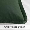 MIULEE Throw Pillow Covers Fall Boho Farmhouse 26×26 Set of 2 Decorative Orange Eruo Sham Couch with Fringe Chic Cotton Pillowcases Home Decor Accents for Cushion Soft Bed Living Room(Dark Green)