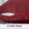 MIULEE Throw Pillow Covers Fall Boho Farmhouse 26×26 Set of 2 Decorative Orange Eruo Sham Couch with Fringe Chic Cotton Pillowcases Home Decor Accents for Cushion Soft Bed Living Room(Burgundy Red)