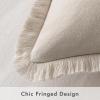 MIULEE Throw Pillow Covers Fall Boho Farmhouse 26×26 Set of 2 Decorative Orange Eruo Sham Couch with Fringe Chic Cotton Pillowcases Home Decor Accents for Cushion Soft Bed Living Room(Neutral)