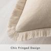 MIULEE Throw Pillow Covers Fall Boho Farmhouse 26×26 Set of 2 Decorative Orange Eruo Sham Couch with Fringe Chic Cotton Pillowcases Home Decor Accents for Cushion Soft Bed Living Room(Beige)