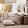 MIULEE Throw Pillow Covers Fall Boho Farmhouse 26×26 Set of 2 Decorative Orange Eruo Sham Couch with Fringe Chic Cotton Pillowcases Home Decor Accents for Cushion Soft Bed Living Room(Brown)