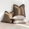 MIULEE Throw Pillow Covers Fall Boho Farmhouse 26×26 Set of 2 Decorative Orange Eruo Sham Couch with Fringe Chic Cotton Pillowcases Home Decor Accents for Cushion Soft Bed Living Room(Brown)