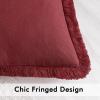MIULEE Throw Pillow Covers Fall Boho Farmhouse 26×26 Set of 2 Decorative Orange Eruo Sham Couch with Fringe Chic Cotton Pillowcases Home Decor Accents for Cushion Soft Bed Living Room(Burgundy Red)