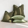 MIULEE Throw Pillow Covers Fall Boho Farmhouse 26×26 Set of 2 Decorative Orange Eruo Sham Couch with Fringe Chic Cotton Pillowcases Home Decor Accents for Cushion Soft Bed Living Room(Olive Green)